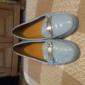🌷Coach blue/grey Patent Leather Loafers